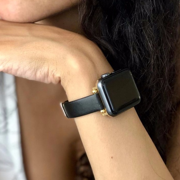 Simeon D Jewelry Apple Watch Gold Black Vegan Leather Bracelet Poshmark